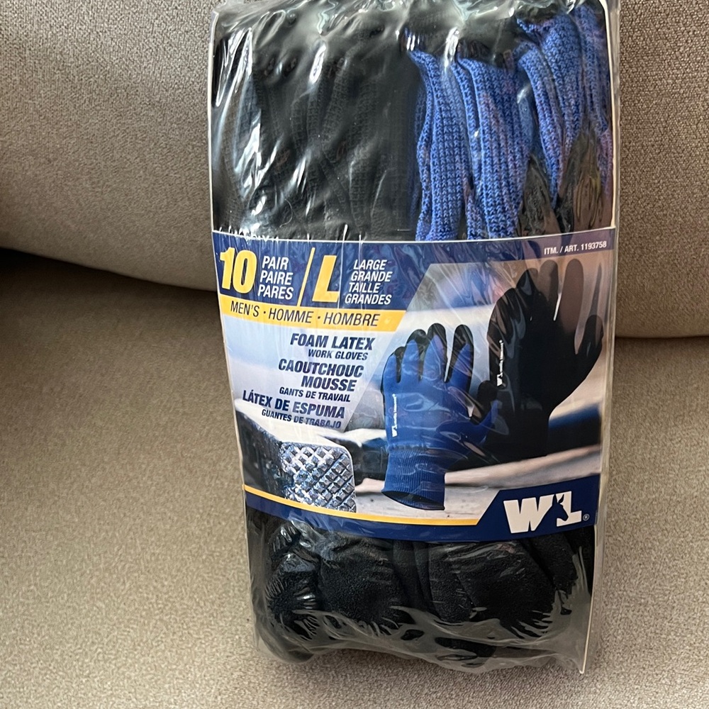 Wells Lamont Men’s Gloves Large Black and Blue, Indoor/Outdoor use, 10 pcs